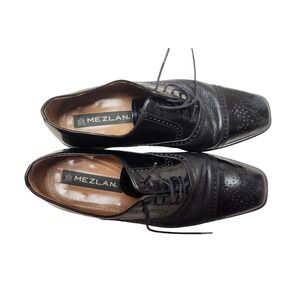 Mezlan Black Leather Cap Toe Wingtip Oxfords Dress Shoes‎ Men's Size 9M